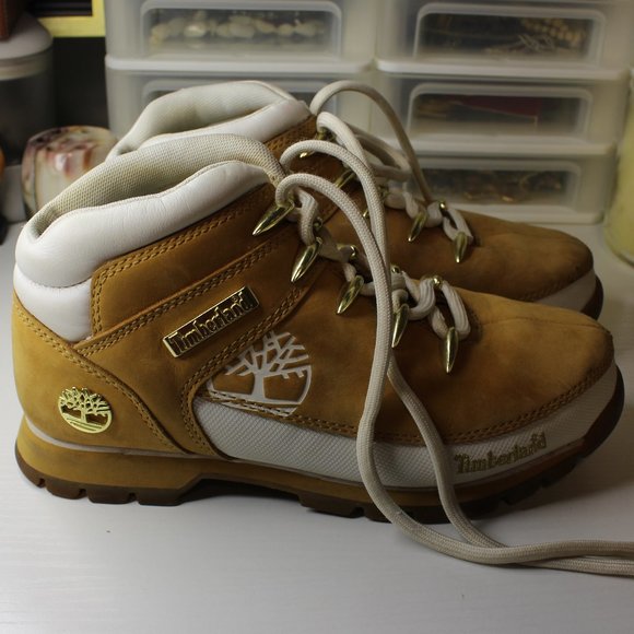 Euro Hiker Boot Timberland 8 Women Tan White READ - Picture 2 of 16
